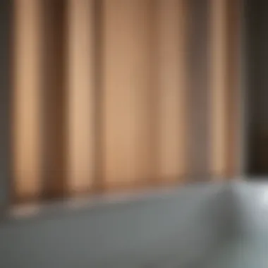 Close-up of a set of vertical blinds soaking in a bathtub