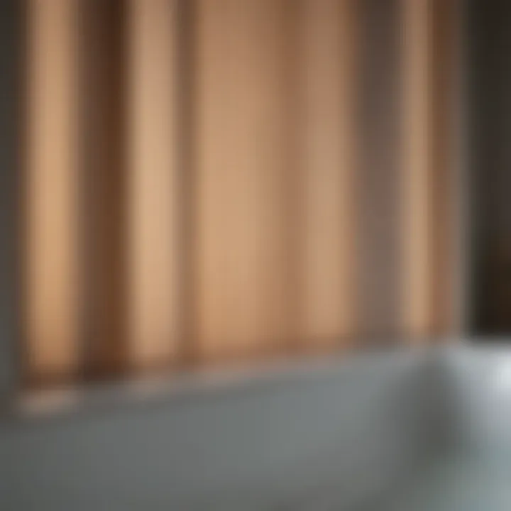 Close-up of a set of vertical blinds soaking in a bathtub