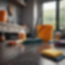 A well-organized cleaning toolkit with eco-friendly supplies.