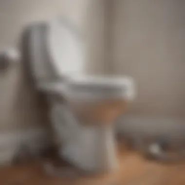 Utilizing a toilet auger for unclogging Illustration of using a toilet auger