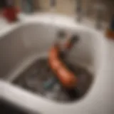 Illustration of a clogged pipe under the sink