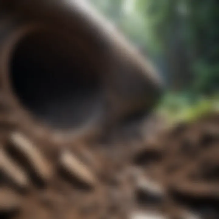 Illustration demonstrating debris accumulation obstructing a pipe