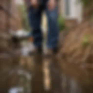 Professional plumber inspecting clogged drain