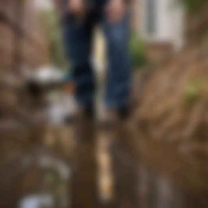 Professional plumber inspecting clogged drain