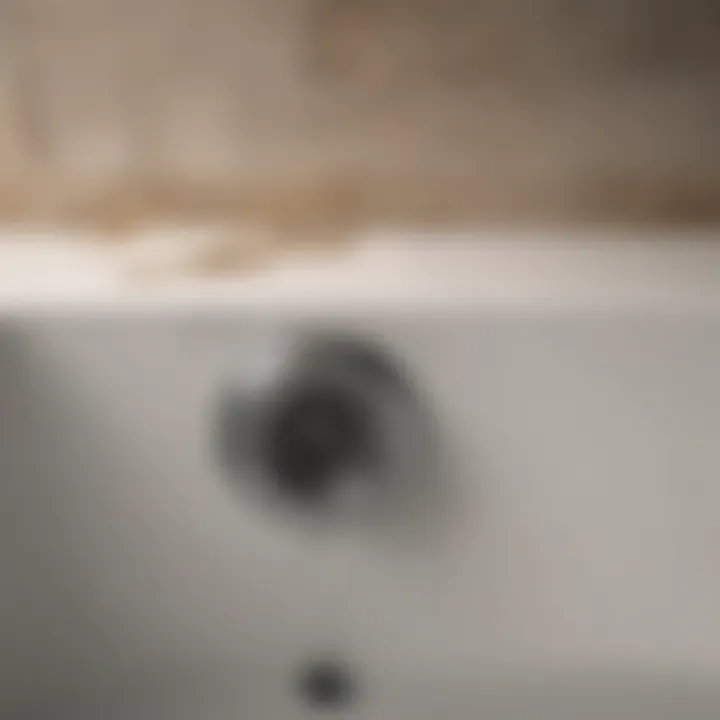 A clogged bathtub drain with murky water flowing out