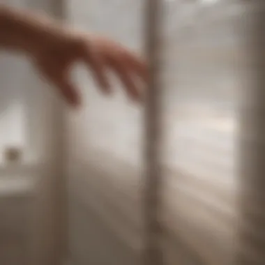 Gentle Cleaning Solution Application Blinds being wiped down with a gentle cleaning solution