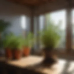 Herb plants thriving in natural sunlight