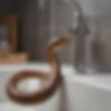 Illustration showcasing proper technique for using a plumbing snake