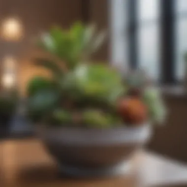 Succulent Plant Arrangement in Chic Indoor Setting Elegant arrangement of various succulent plants in stylish indoor setting
