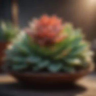 Healthy Succulent Flourishing in Optimal Indoor Lighting Succulent plant thriving under ideal indoor lighting conditions