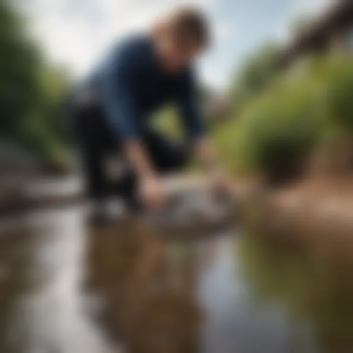 Illustration of a person using a drain snake