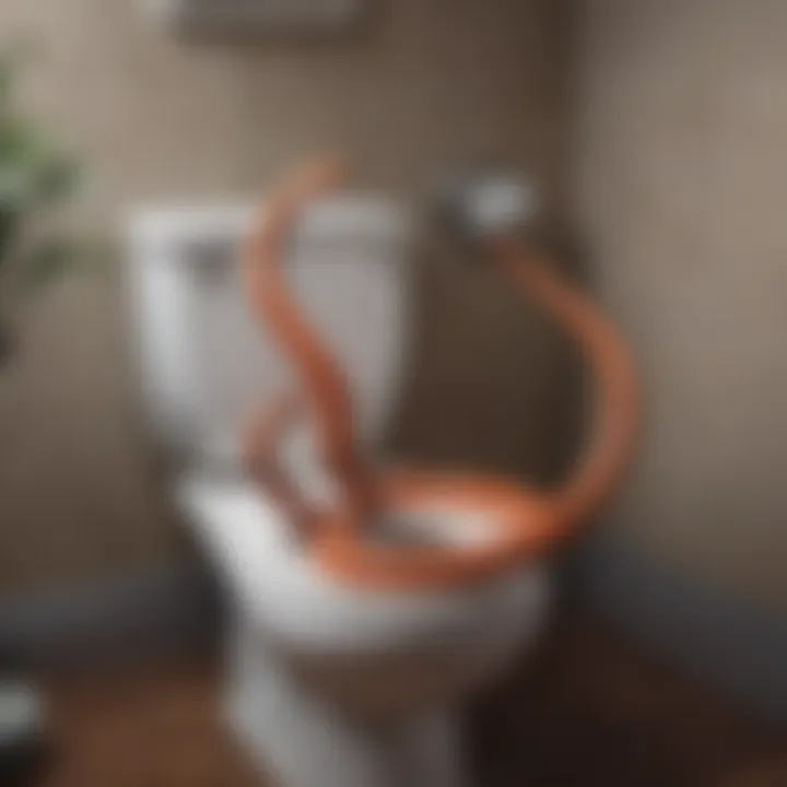 Plumbing snake for unclogging toilet