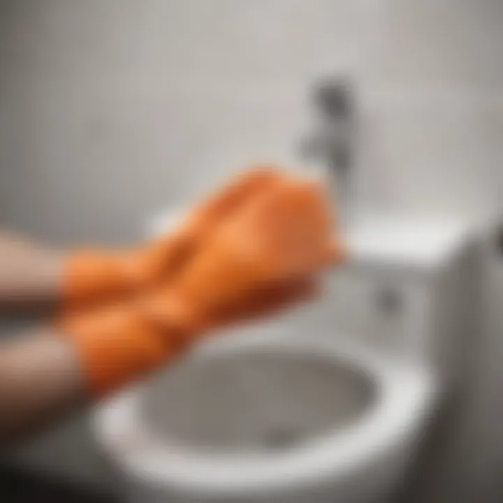 Plastic gloves for toilet unclogging tasks