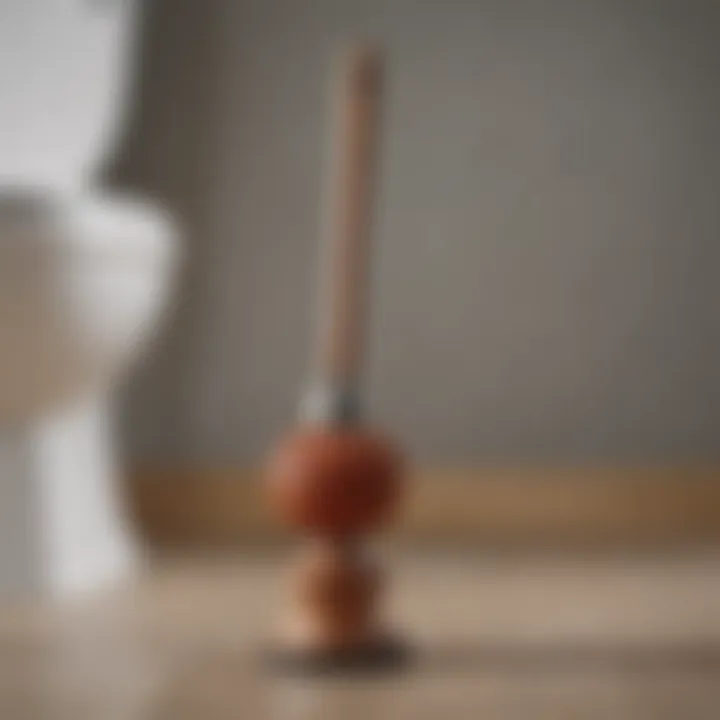 Toilet plunger with suction cup and wooden handle