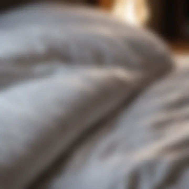 Close-up of various duvet materials and textures