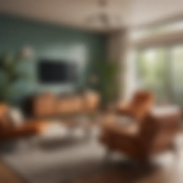 Living room featuring iconic mid-century modern design elements and furniture