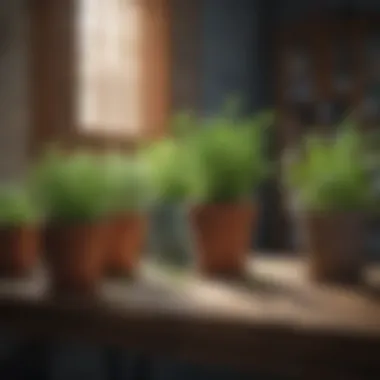 Herb Selection for Urban Gardens Diverse range of herbs in decorative pots