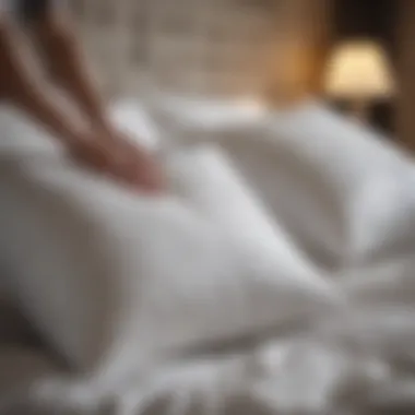 Fluffing Freshly Washed Pillows Person fluffing a freshly washed pillow