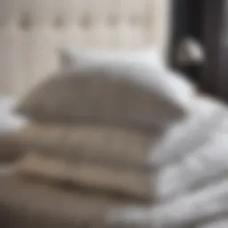 Different types of bed pillows arranged for cleaning