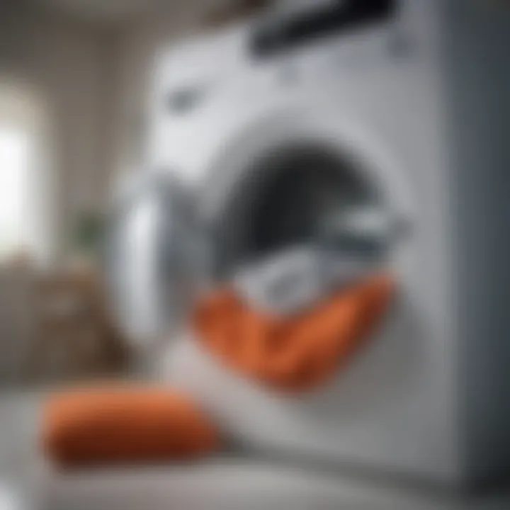 Throw pillow being placed inside a washing machine