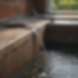 Water pooling in a clogged drain