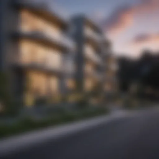 Stunning exterior view of Wellington Hill Apartments showcasing modern architecture