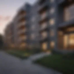 Stunning exterior view of Wesley Heights Apartments showcasing modern architecture