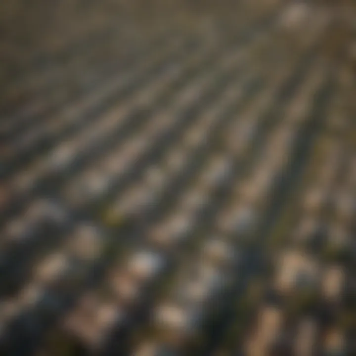 An aerial view of Phoenix highlighting different neighborhoods and green spaces